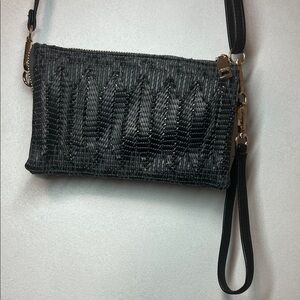 NWOT JEN & Co. Elegant Black Clutch Bag with Adjustable Strap